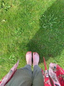 Bare feet on grass